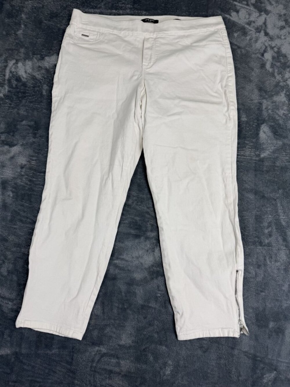 Nine West Heidi Womens White Pull-On Skinny Crop Pants Zipper Ankle 16